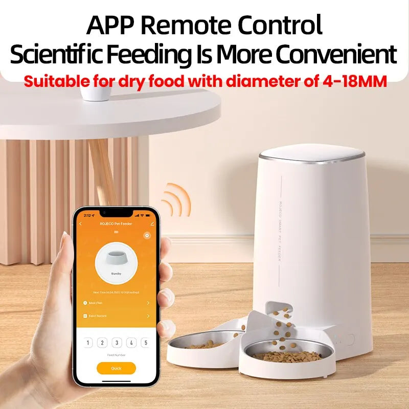 Mangeoire Automatique Intelligente ROJECO – Distributeur Connecté WiFi pour Chiens et Chats