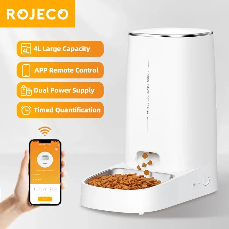 Mangeoire Automatique Intelligente ROJECO – Distributeur Connecté WiFi pour Chiens et Chats
