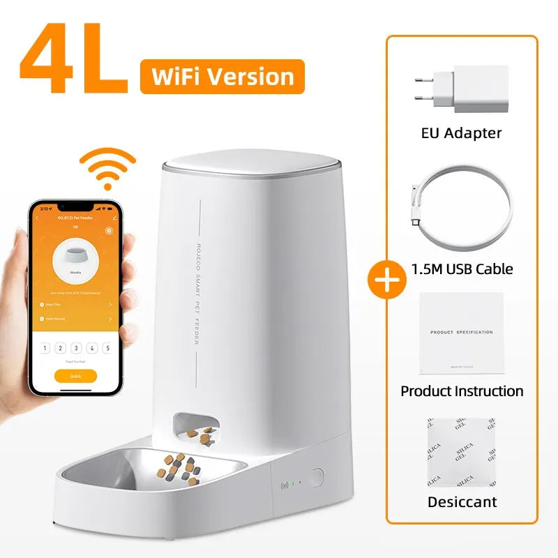 Mangeoire Automatique Intelligente ROJECO – Distributeur Connecté WiFi pour Chiens et Chats